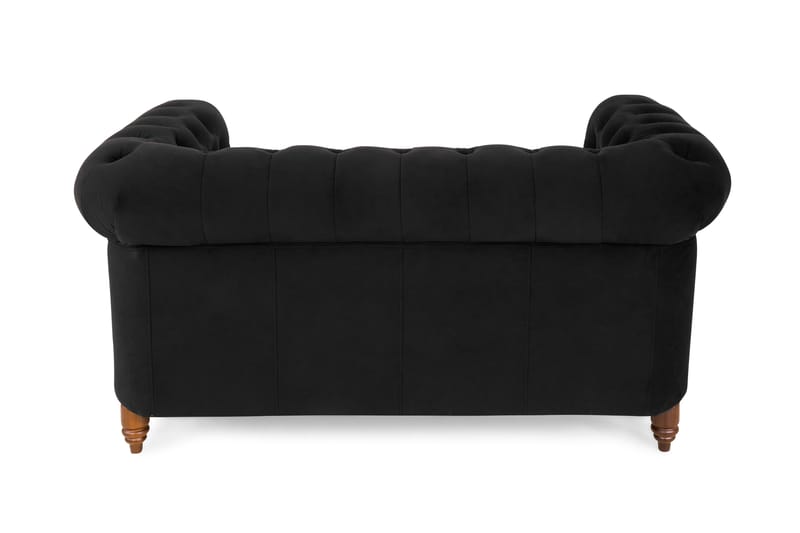 Chesterfield Deluxe Sammetssoffa 2-sits - Svart - 2 sits soffa - Chesterfield soffa - Sammetssoffa