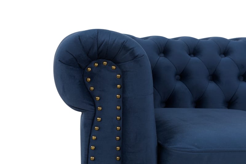 Chesterfield Deluxe Sammetssoffa 2-sits - Petrolblå - 2 sits soffa - Chesterfield soffa - Sammetssoffa