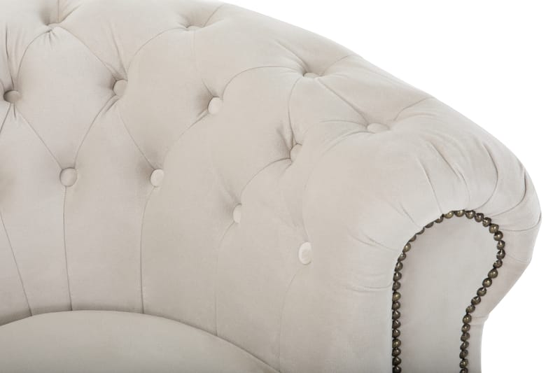 Chesterfield Deluxe Sammetssoffa 3-sits Svängd - Beige - Chesterfield soffa - 3 sits soffa - Sammetssoffa