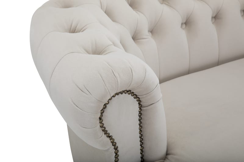 Chesterfield Deluxe Sammetssoffa 3-sits Svängd - Beige - Möbler - Soffa - Sammetssoffa