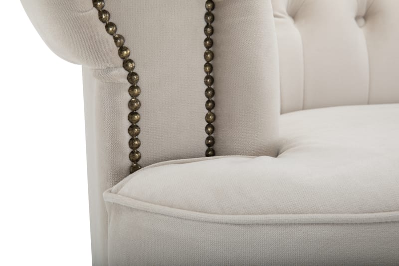 Chesterfield Deluxe Sammetssoffa 3-sits Svängd - Beige - Möbler - Soffa - Sammetssoffa