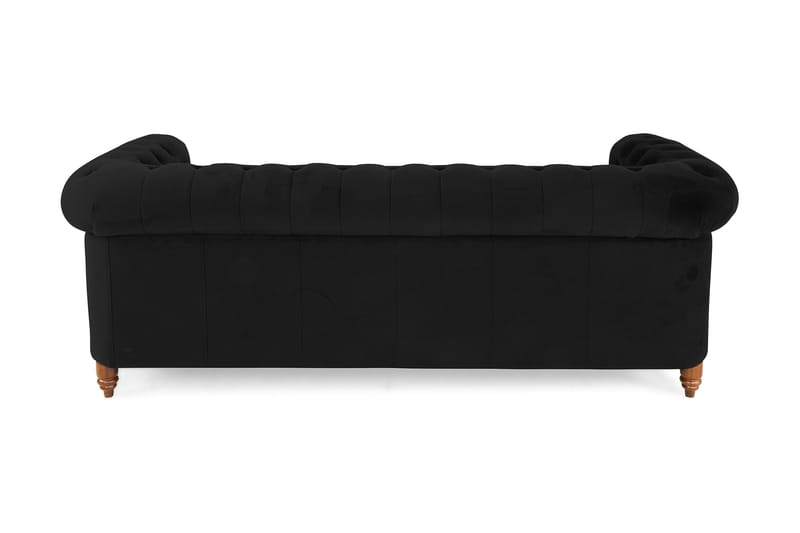 Chesterfield Deluxe Sammetssoffa 3-sits - Svart - Chesterfield soffa - 3 sits soffa - Sammetssoffa