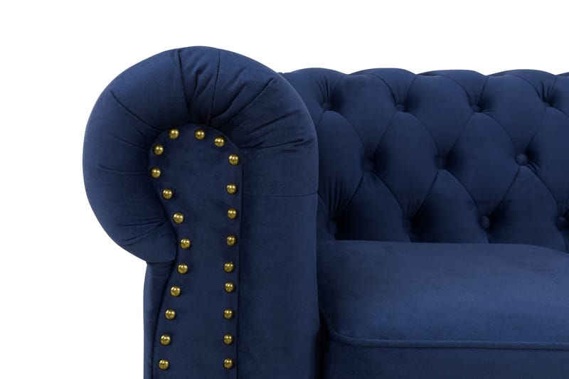 Chesterfield Deluxe Sammetssoffa 3-sits - Petrolblå - Chesterfield soffa - 3 sits soffa - Sammetssoffa