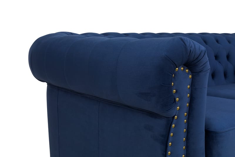 Chesterfield Deluxe Sammetssoffa 3-sits - Petrolblå - Möbler - Soffa - Sammetssoffa