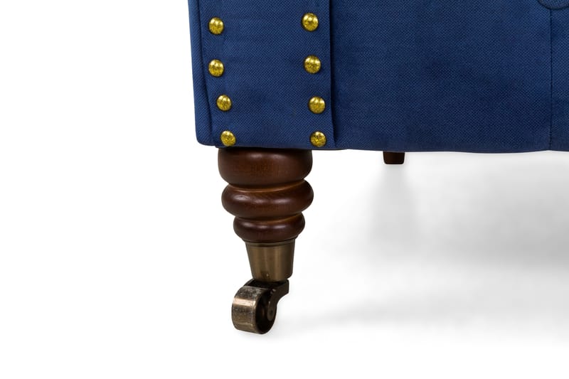 Chesterfield Deluxe Sammetssoffa 3-sits - Petrolblå - Möbler - Soffa - Sammetssoffa