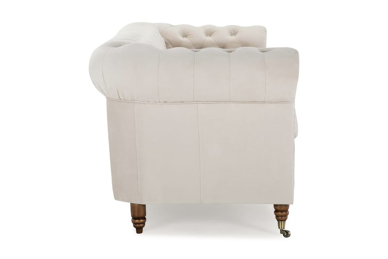 Chesterfield Deluxe Sammetssoffa 4-sits - Beige - Chesterfield soffa - 4 sits soffa - Sammetssoffa