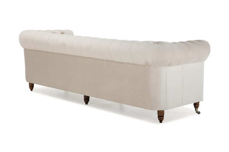 Chesterfield Deluxe Sammetssoffa 4-sits - Beige - Chesterfield soffa - 4 sits soffa - Sammetssoffa