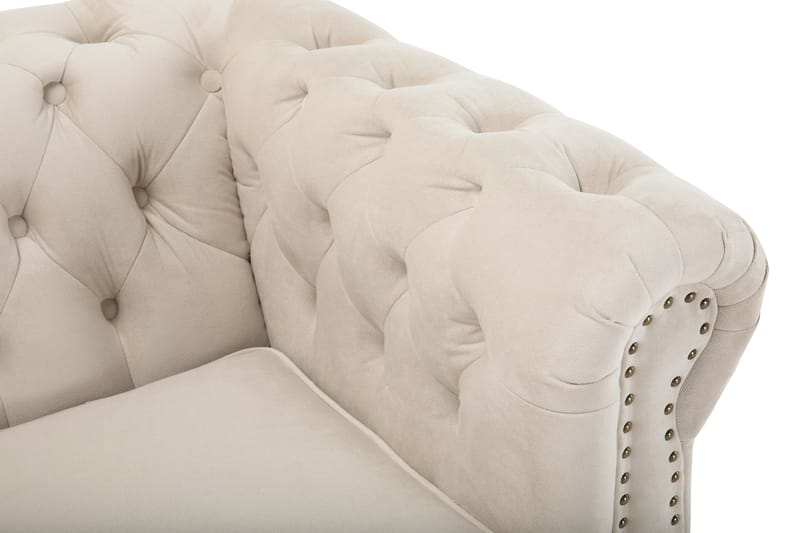 Chesterfield Deluxe Sammetssoffa 4-sits - Beige - Chesterfield soffa - 4 sits soffa - Sammetssoffa