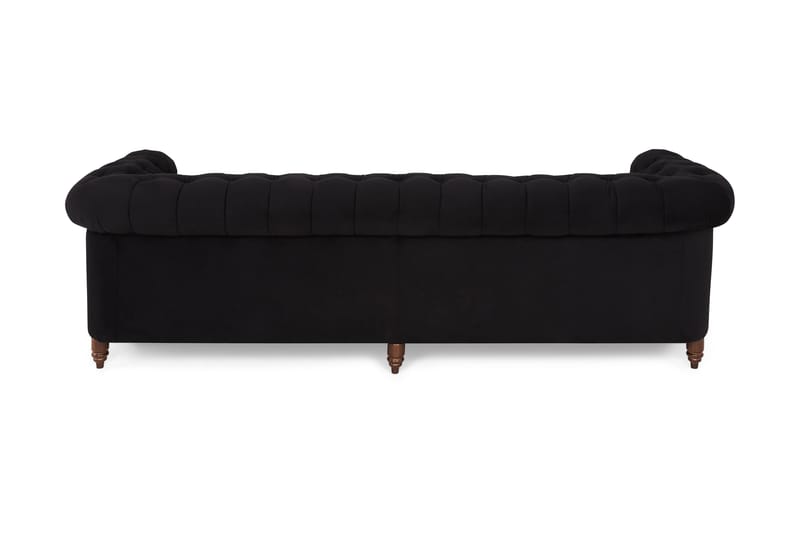 Chesterfield Deluxe Sammetssoffa 4-sits - Svart - Chesterfield soffa - 4 sits soffa - Sammetssoffa