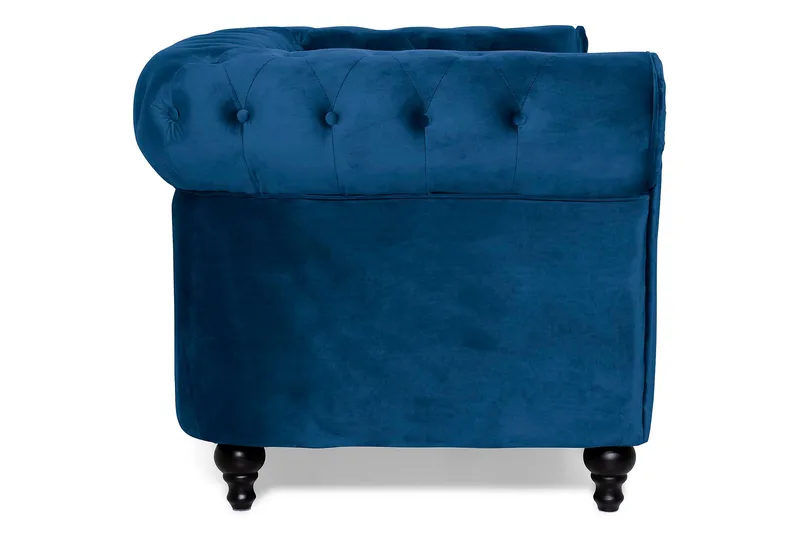 Chesterfield Lyx 2-sits Liten sammetssoffa - Djup soffa 160 cm bred - Blå Sammet - Möbler - Soffa - 2 sits soffa