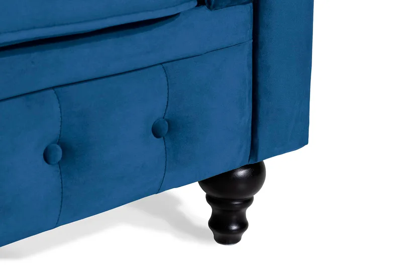 Chesterfield Lyx 2-sits Liten sammetssoffa - Djup soffa 160 cm bred - Blå Sammet - Möbler - Soffa - Sammetssoffa