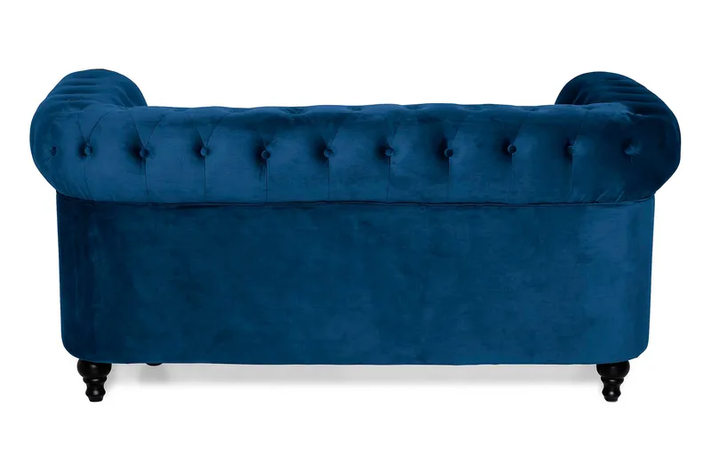 Chesterfield Lyx 2-sits Liten sammetssoffa - Djup soffa 160 cm bred - Blå Sammet - Möbler - Soffa - 2 sits soffa