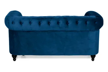 Chesterfield Lyx 2-sits Liten sammetssoffa - Djup soffa 160 cm bred - Blå - Möbler - Soffa - 2 sits soffa
