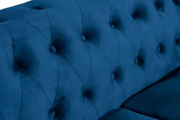 Chesterfield Lyx 2-sits Liten sammetssoffa - Djup soffa 160 cm bred - Blå - Möbler - Soffa - 2 sits soffa