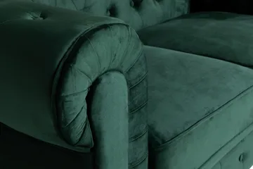 Chesterfield Lyx 2-sits Liten sammetssoffa - Djup soffa 160 cm bred - Grön - Möbler - Soffa - 2 sits soffa