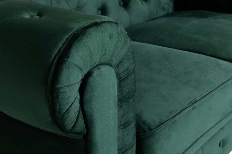 Chesterfield Lyx 2-sits Liten sammetssoffa - Djup soffa 160 cm bred - Grön - Möbler - Soffa - Sammetssoffa