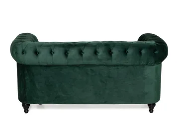 Chesterfield Lyx 2-sits Liten sammetssoffa - Djup soffa 160 cm bred - Grön - Möbler - Soffa - 2 sits soffa