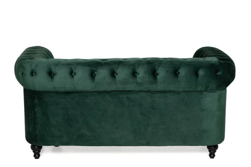 Chesterfield Lyx 2-sits Liten sammetssoffa - Djup soffa 160 cm bred - Grön - Möbler - Soffa - Sammetssoffa