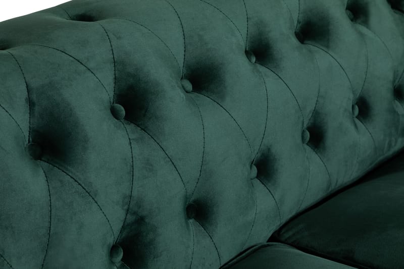Chesterfield Lyx 2-sits Liten sammetssoffa - Djup soffa 160 cm bred - Grön - Möbler - Soffa - Sammetssoffa