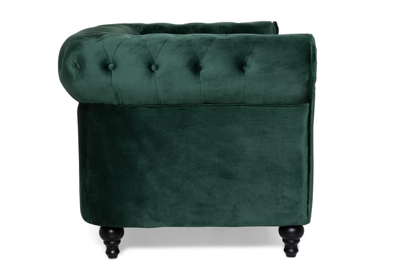 Chesterfield Lyx 2-sits Liten sammetssoffa - Djup soffa 160 cm bred - Grön - Möbler - Soffa - Sammetssoffa