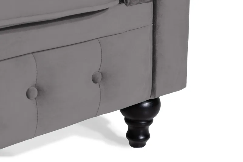 Chesterfield Lyx 2-sits Liten Sammetssoffa - Djup soffa 160 cm bred - Mörkgrå / Grå - Möbler - Soffa - Sammetssoffa