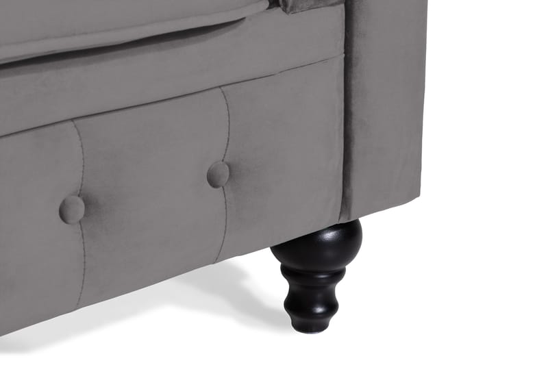 Chesterfield Lyx 2-sits Liten Sammetssoffa - Djup soffa 160 cm bred - Mörkgrå / Grå - Möbler - Soffa - Sammetssoffa