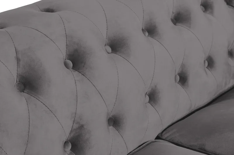 Chesterfield Lyx 2-sits Liten Sammetssoffa - Djup soffa 160 cm bred - Mörkgrå / Grå - Möbler - Soffa - Sammetssoffa