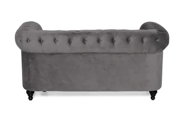 Chesterfield Lyx 2-sits Liten Sammetssoffa - Djup soffa 160 cm bred - Mörkgrå - Möbler - Soffa - 2 sits soffa