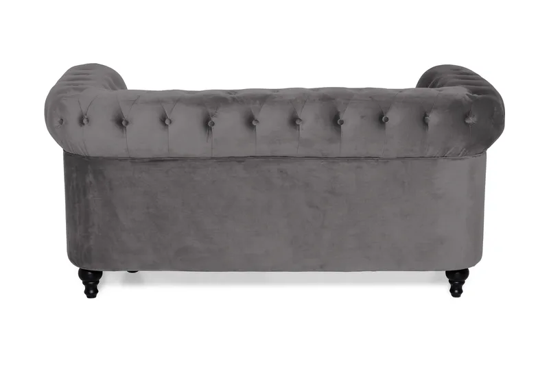 Chesterfield Lyx 2-sits Liten Sammetssoffa - Djup soffa 160 cm bred - Mörkgrå - Möbler - Soffa - Sammetssoffa
