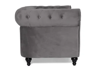 Chesterfield Lyx 2-sits Liten Sammetssoffa - Djup soffa 160 cm bred - Mörkgrå - Möbler - Soffa - 2 sits soffa