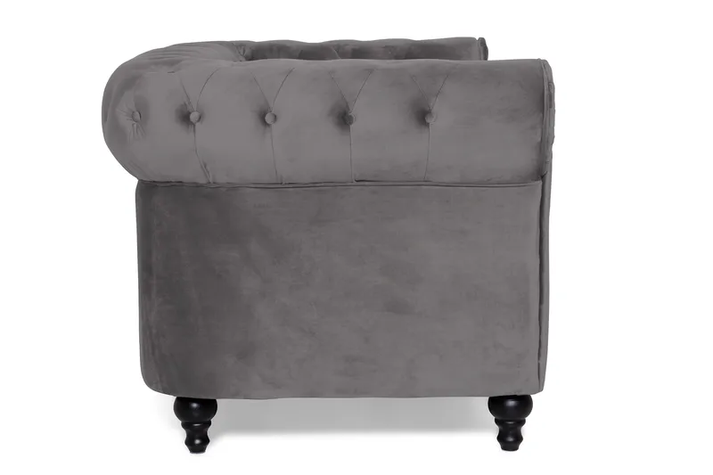 Chesterfield Lyx 2-sits Liten Sammetssoffa - Djup soffa 160 cm bred - Mörkgrå - Möbler - Soffa - Sammetssoffa