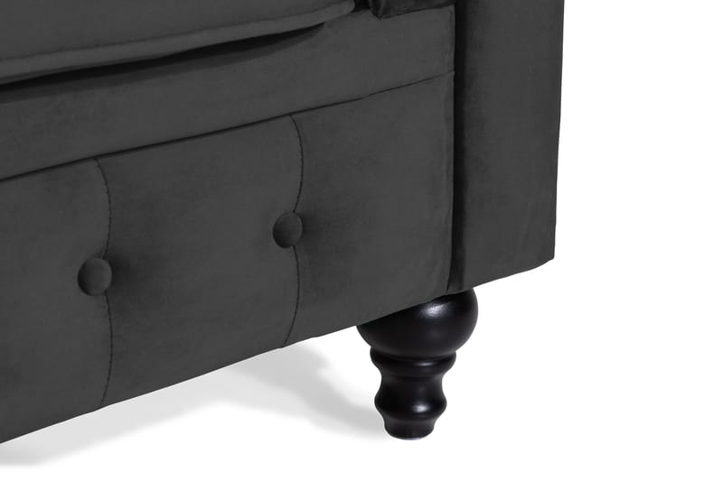 Chesterfield Lyx 2-sits Liten sammetssoffa - Djup soffa 160 cm bred - Svart - Möbler - Soffa - Sammetssoffa