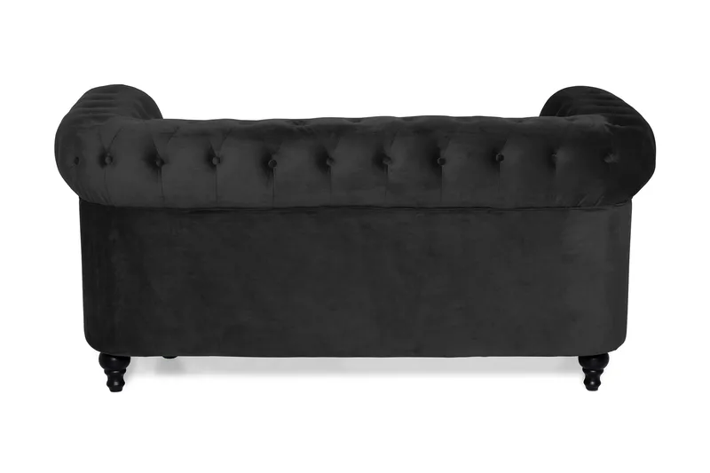 Chesterfield Lyx 2-sits Liten sammetssoffa - Djup soffa 160 cm bred - Svart - Möbler - Soffa - Sammetssoffa