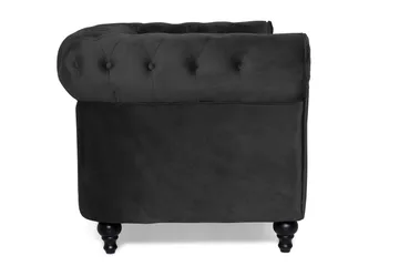 Chesterfield Lyx 2-sits Liten sammetssoffa - Djup soffa 160 cm bred - Svart - Möbler - Soffa - Sammetssoffa