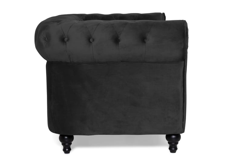Chesterfield Lyx 2-sits Liten sammetssoffa - Djup soffa 160 cm bred - Svart - Möbler - Soffa - Sammetssoffa