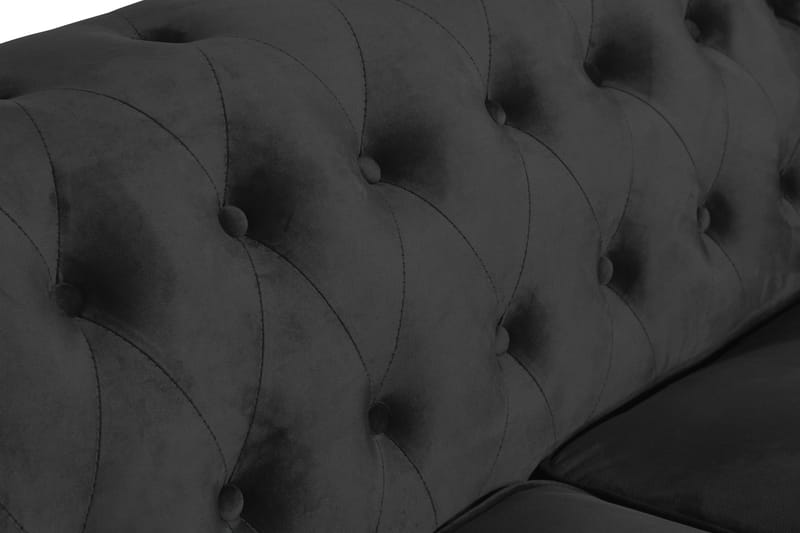 Chesterfield Lyx 2-sits Liten sammetssoffa - Djup soffa 160 cm bred - Svart - Möbler - Soffa - Sammetssoffa