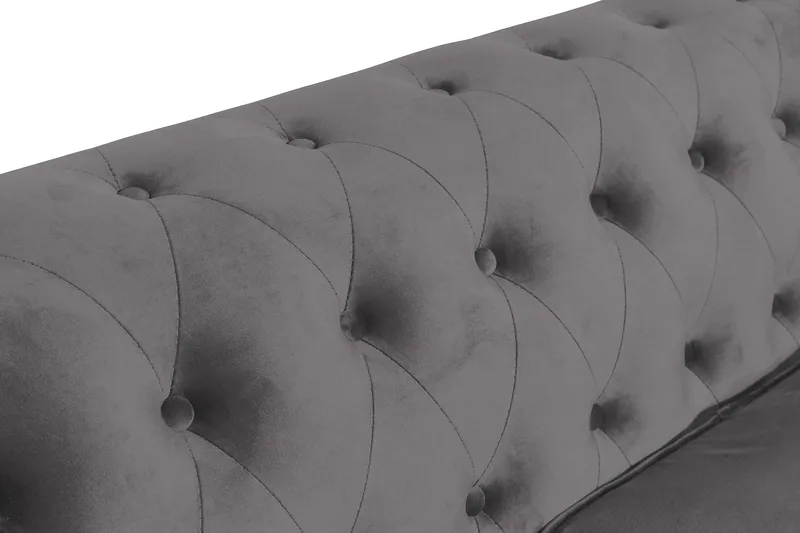 Chesterfield Lyx 3 sits Sammetssoffa - Djup soffa - Mörkgrå / Grå - Möbler - Soffa - Sammetssoffa