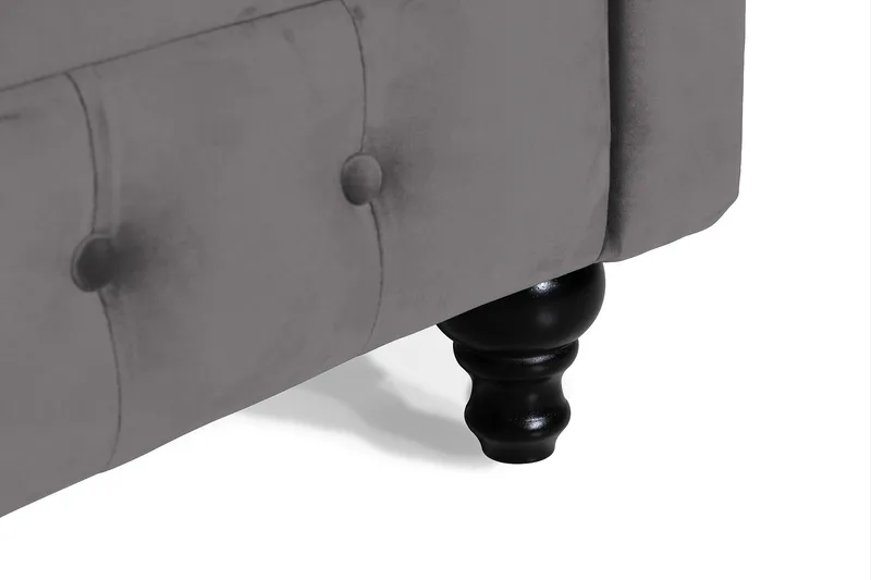 Chesterfield Lyx 3 sits Sammetssoffa - Djup soffa - Mörkgrå / Grå - Möbler - Soffa - Sammetssoffa