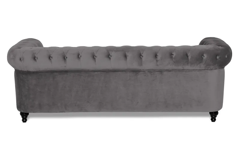 Chesterfield Lyx 3 sits Sammetssoffa - Djup soffa - Mörkgrå - Möbler - Soffa - Sammetssoffa