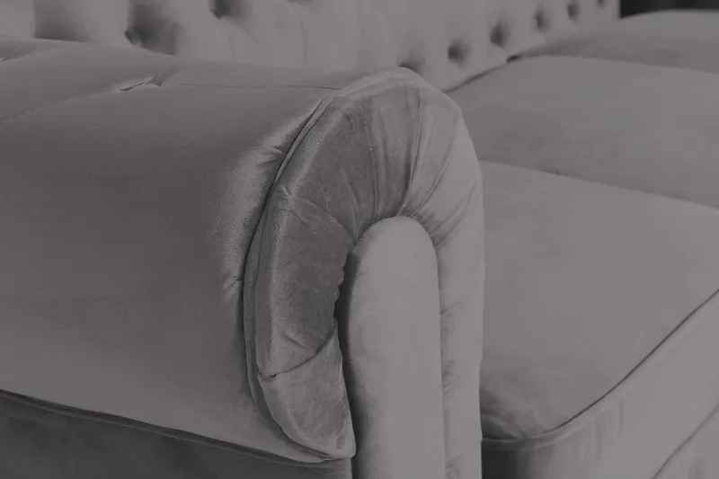 Chesterfield Lyx 3 sits Sammetssoffa - Djup soffa - Mörkgrå - Möbler - Soffa - Sammetssoffa