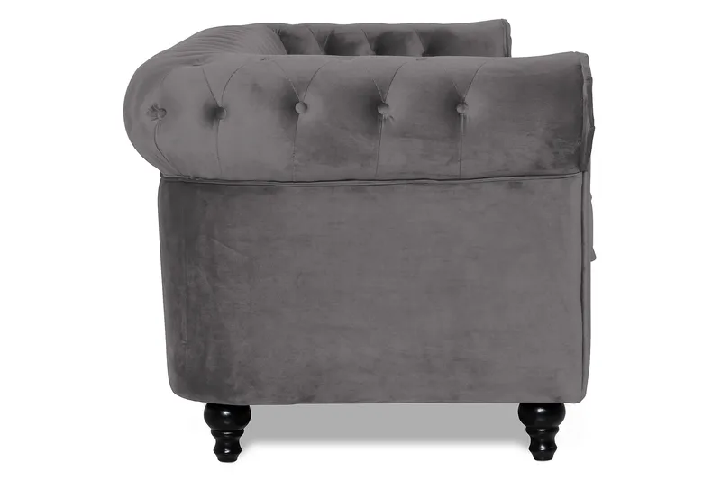 Chesterfield Lyx 3 sits Sammetssoffa - Djup soffa - Mörkgrå - Möbler - Soffa - Sammetssoffa