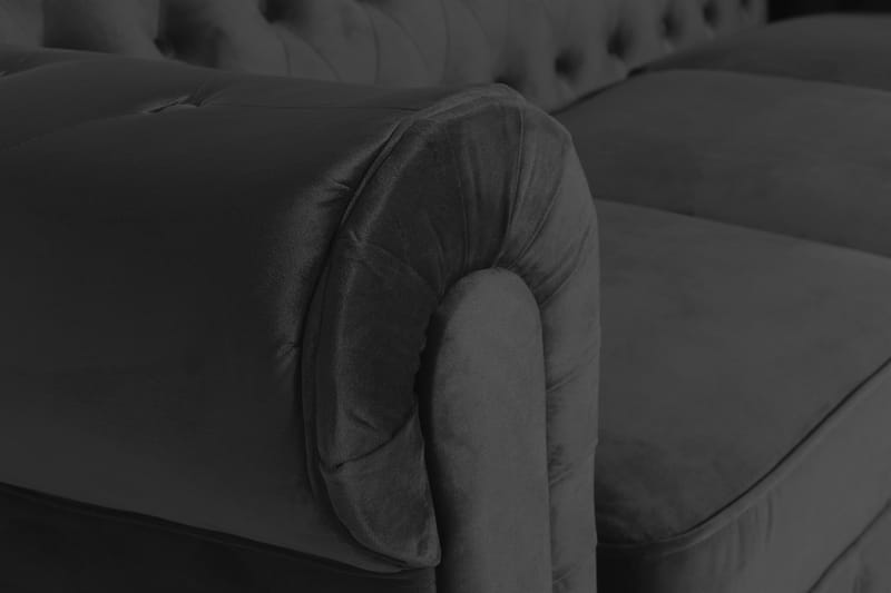 Chesterfield Lyx 3-sits Sammetssoffa - Djup soffa - Svart - Möbler - Soffa - Sammetssoffa