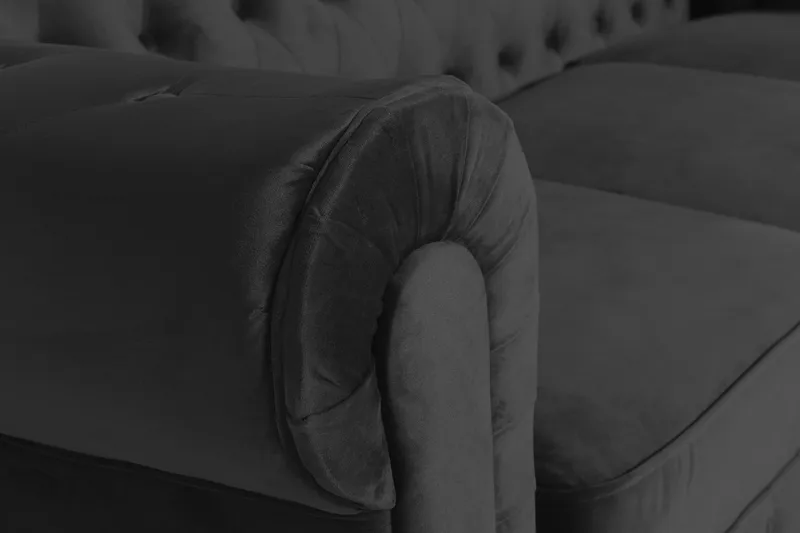 Chesterfield Lyx 3-sits Sammetssoffa - Djup soffa - Svart - Möbler - Soffa - 3 sits soffa