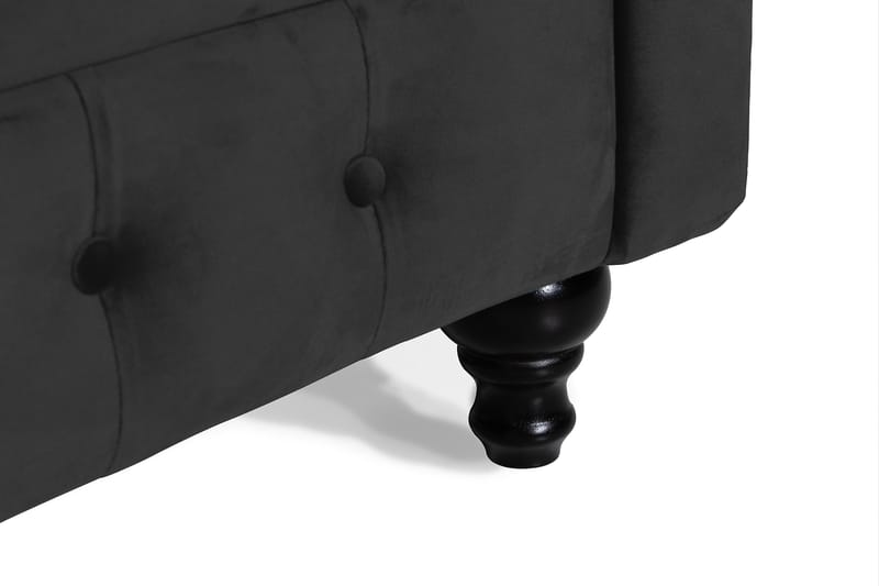 Chesterfield Lyx 3-sits Sammetssoffa - Djup soffa - Svart - Möbler - Soffa - Sammetssoffa