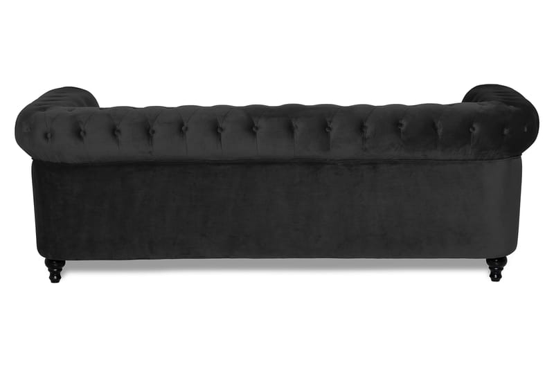 Chesterfield Lyx 3-sits Sammetssoffa - Djup soffa - Svart - Möbler - Soffa - Sammetssoffa