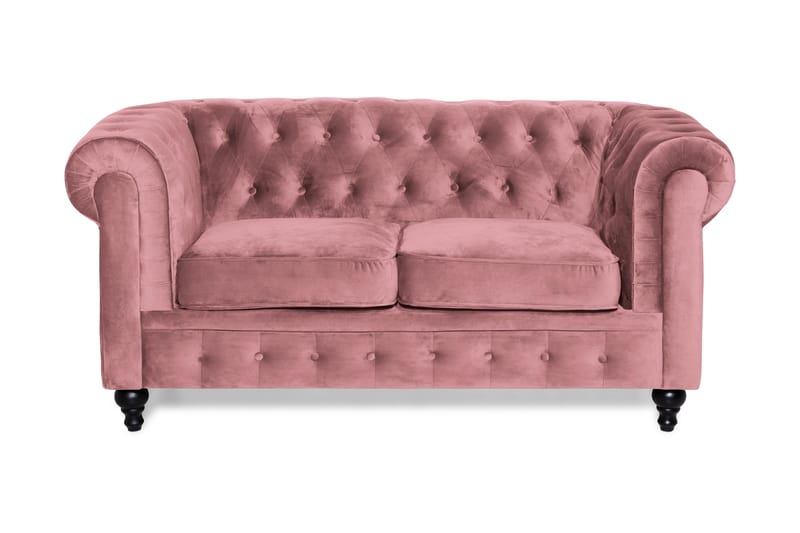 Chesterfield Lyx Sammetssoffa 2-sits - Rostrosa - 2 sits soffa - Chesterfield soffa - Sammetssoffa