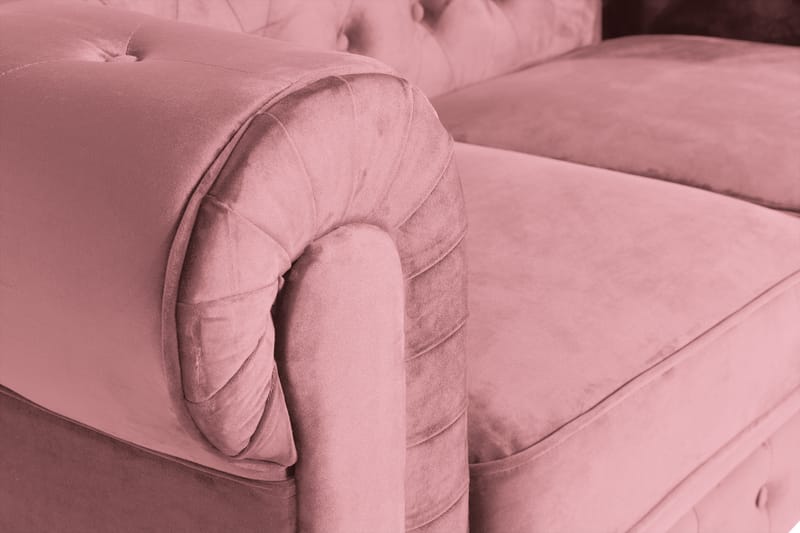 Chesterfield Lyx Sammetssoffa 2-sits - Rostrosa - 2 sits soffa - Chesterfield soffa - Sammetssoffa