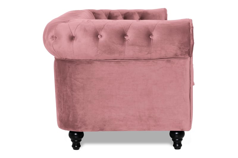Chesterfield Lyx Sammetssoffa 3-sits - Rostrosa - Möbler - Soffa - Sammetssoffa