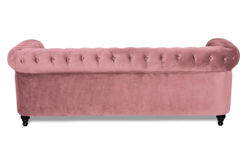 Chesterfield Lyx Sammetssoffa 3-sits - Rostrosa - Möbler - Soffa - Sammetssoffa