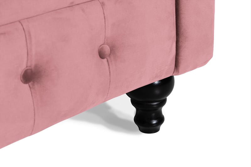 Chesterfield Lyx Sammetssoffa 3-sits - Rostrosa - Möbler - Soffa - Sammetssoffa